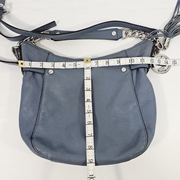 Michael Kors Megan Blue Leather Crossbody Bag with Chain Strap & Tassel Accent - Picture 11 of 12